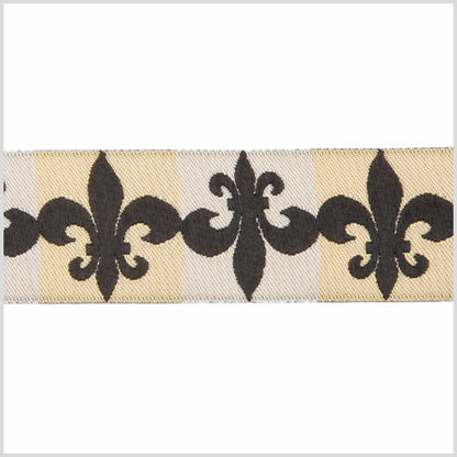 1" Cream/Black French Jacquard Ribbon Detail