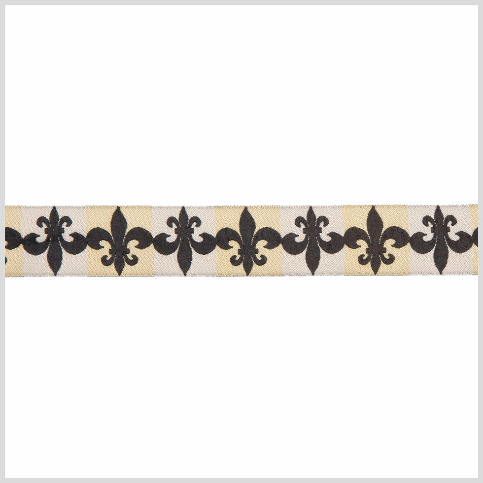 1" Cream/Black French Jacquard Ribbon