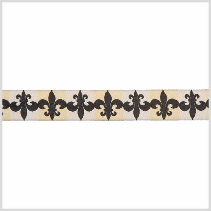 1" Cream/Black French Jacquard Ribbon