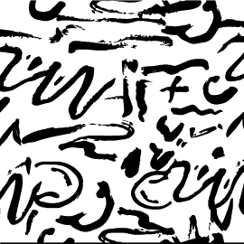 A black and white image of abstract squiggly lines and blobs