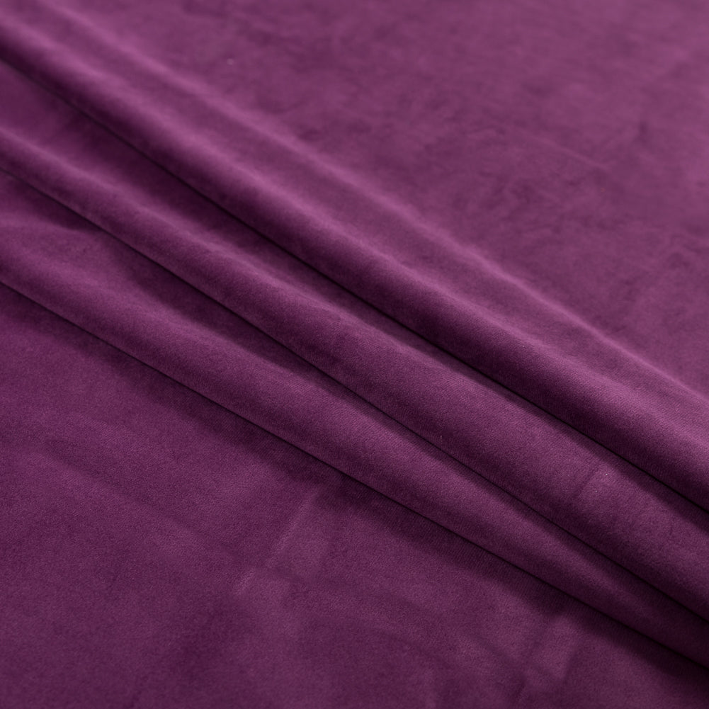 Ultra Soft Polyester Velvet - Aubergine - British Imported Folded