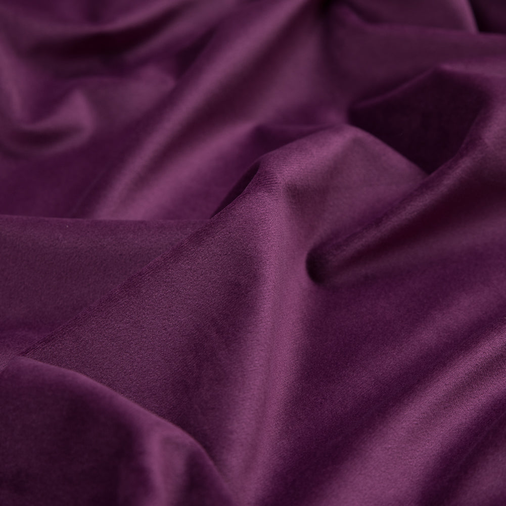 Ultra Soft Polyester Velvet - Aubergine - British Imported Detail