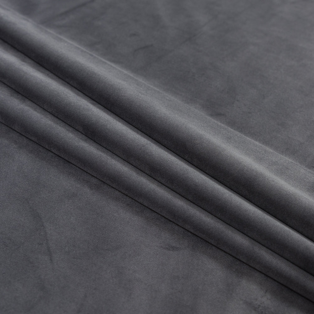 Ultra Soft Polyester Velvet - Slate - British Imported Folded