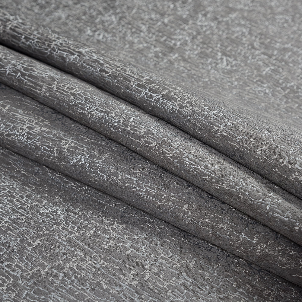 Satin-Face Jacquard - Slate Crackle - British Imported Folded
