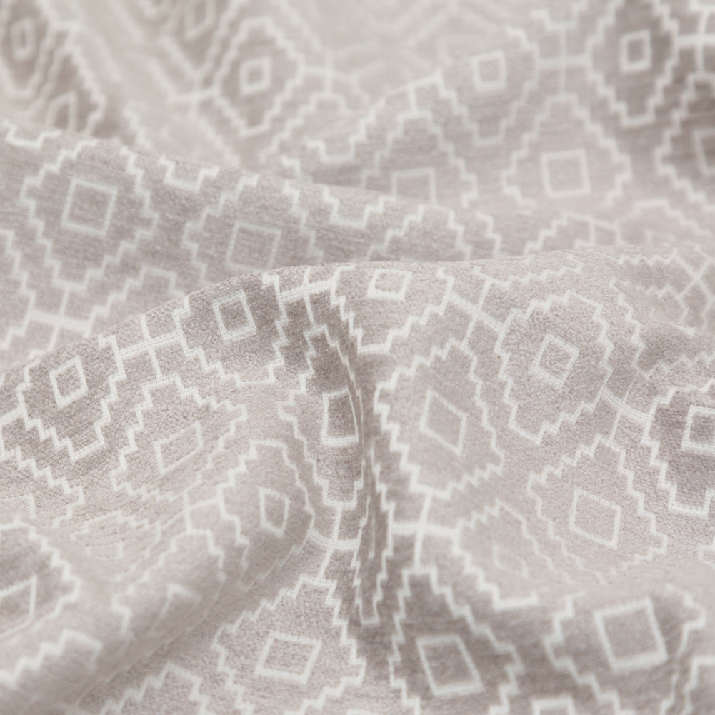 Chenille Jacquard - Dove Diamond Geometric - British Imported - Detail