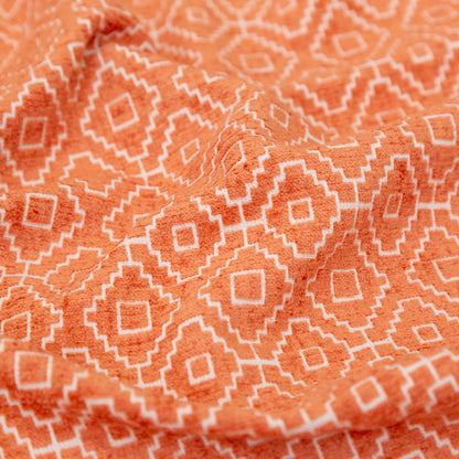 Chenille Jacquard - Nectarine Diamond Geometric - British Imported