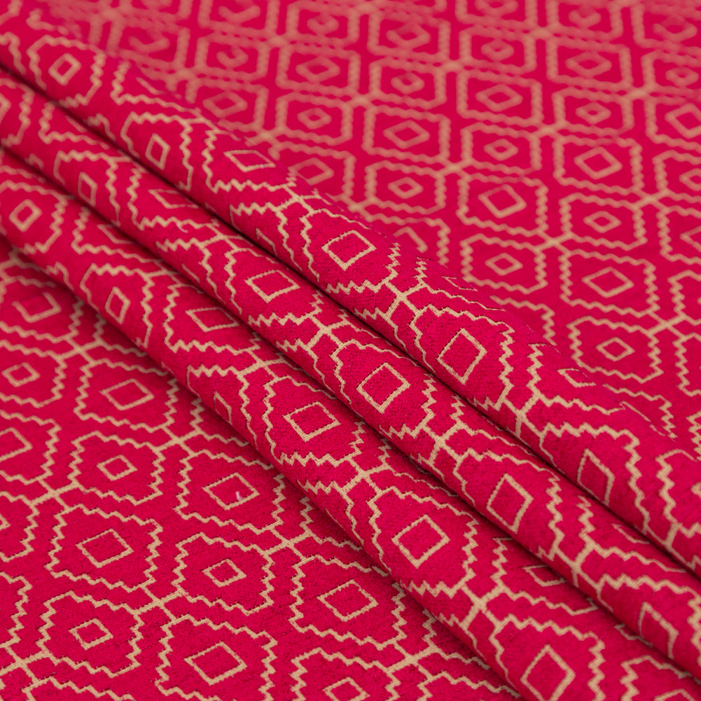Chenille Jacquard - Raspberry Diamond Geometric - British Imported - Folded