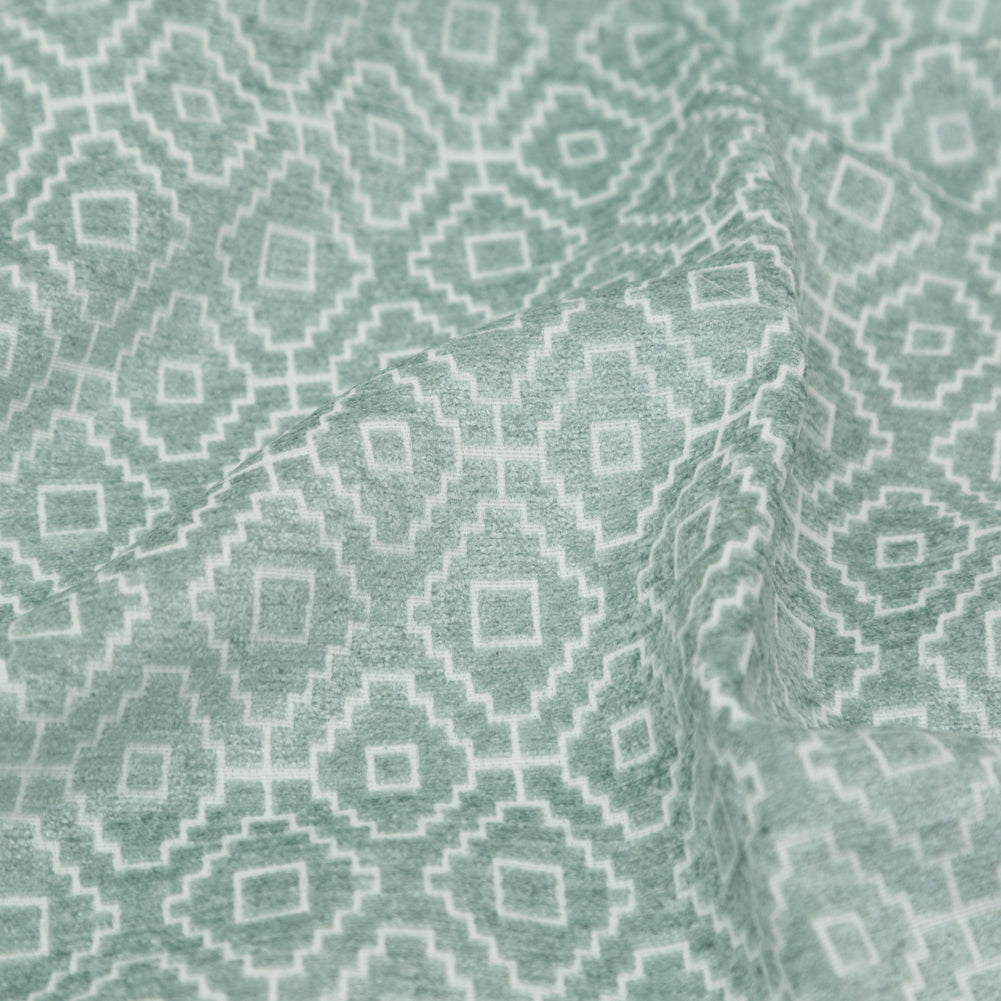Chenille Jacquard - Spa Diamond Geometric - British Imported - Detail
