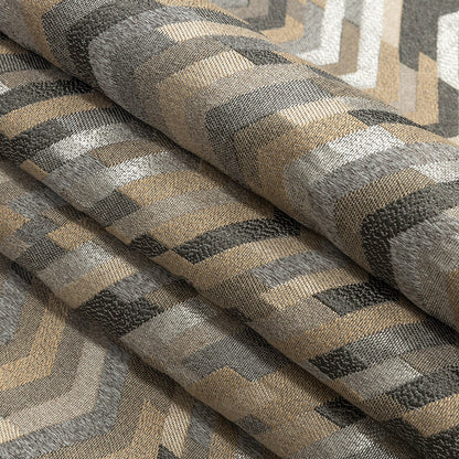 Polyester Jacquard - Graphite Tactile Zig Zags - British Imported Folded