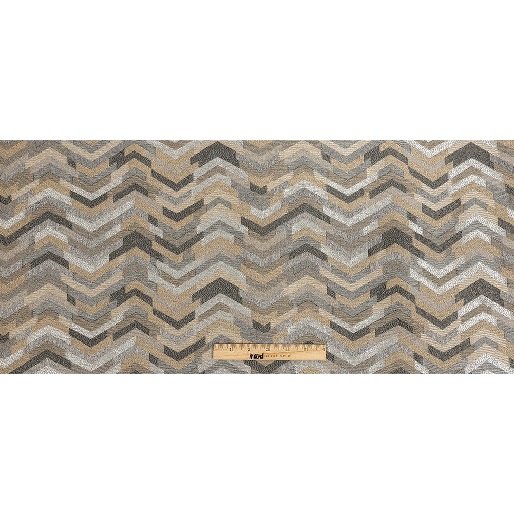 Polyester Jacquard - Graphite Tactile Zig Zags - British Imported Full