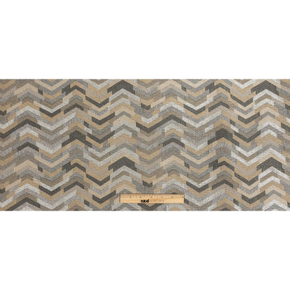 Polyester Jacquard - Graphite Tactile Zig Zags - British Imported Full