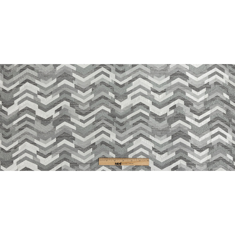 Polyester Jacquard - Silver Tactile Zig Zags - British Imported Full