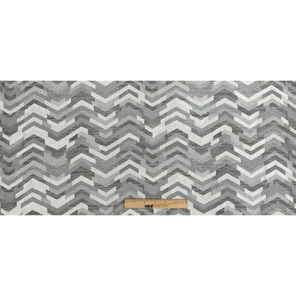 Polyester Jacquard - Silver Tactile Zig Zags - British Imported Full