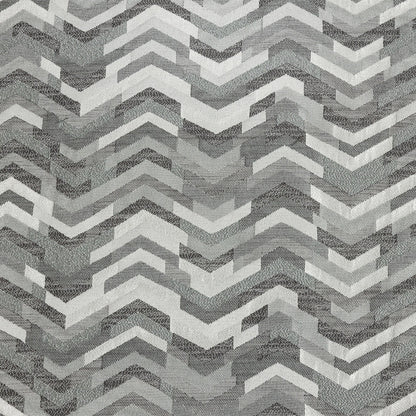 Polyester Jacquard - Silver Tactile Zig Zags - British Imported