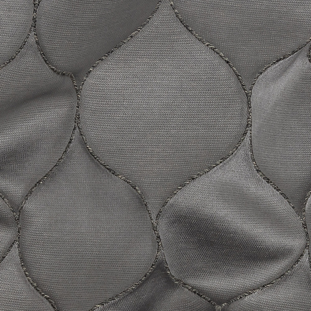 Satin-Faced Drapery Jacquard - Graphite Ogees - British Imported Detail