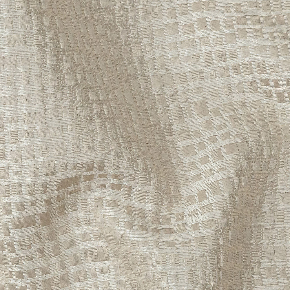 Polyester Jacquard - Taupe Grid - British Imported Detail