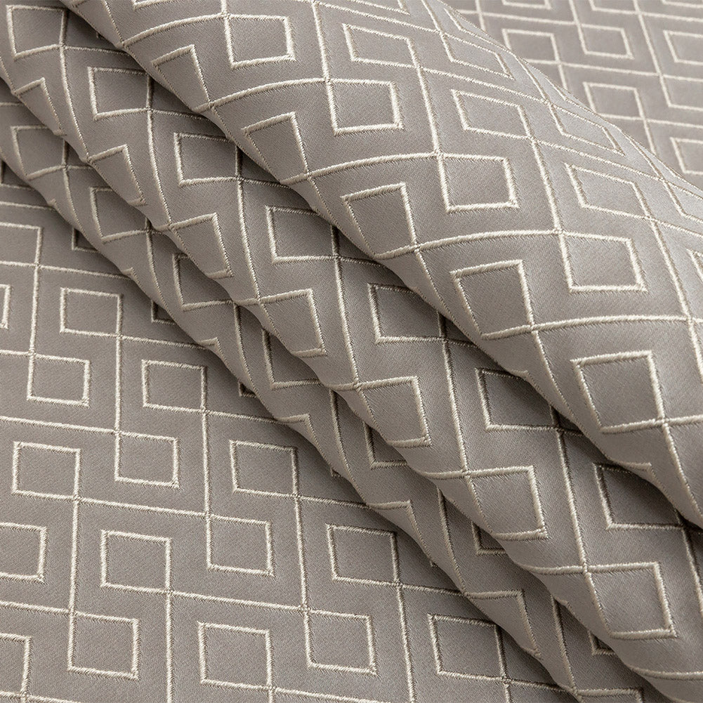 Satin-Faced Jacquard - Graphite Diamond Fret - British Imported Folded