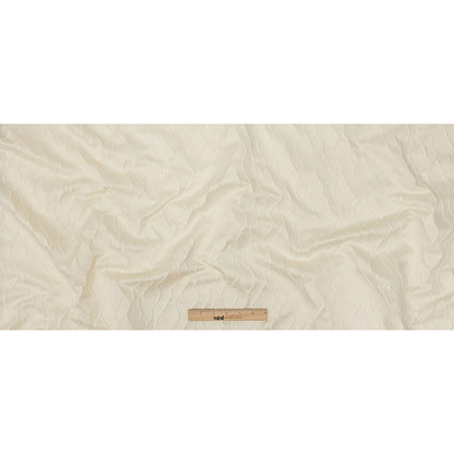 Polyester Jacquard - Ivory Leafy Lines - British Imported Full