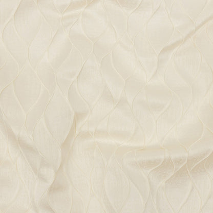 Polyester Jacquard - Ivory Leafy Lines - British Imported