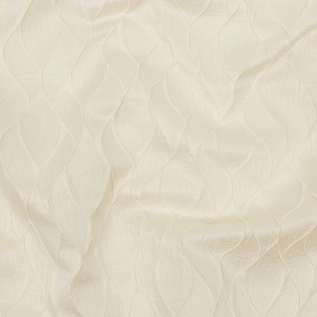 Polyester Jacquard - Ivory Leafy Lines - British Imported