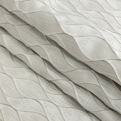 Polyester Jacquard - Platinum Leafy Lines - British Imported Folded