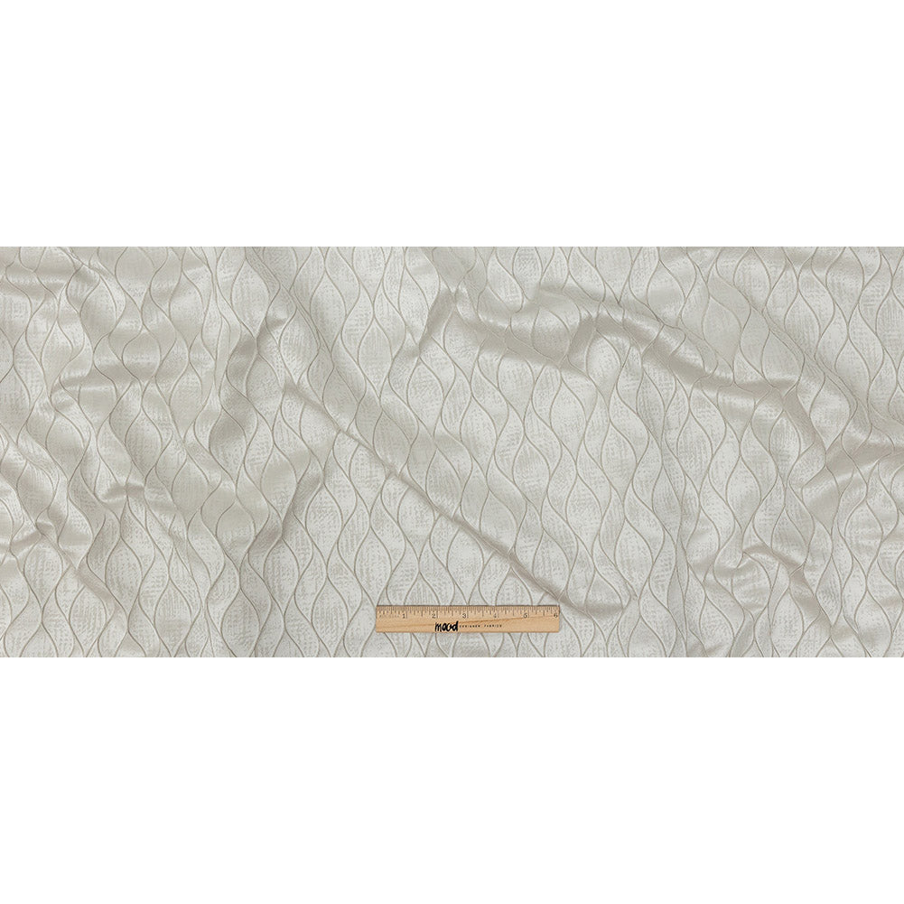 Polyester Jacquard - Platinum Leafy Lines - British Imported Full