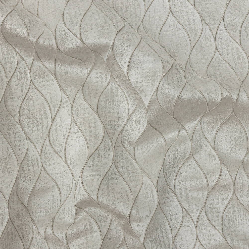 Polyester Jacquard - Platinum Leafy Lines - British Imported
