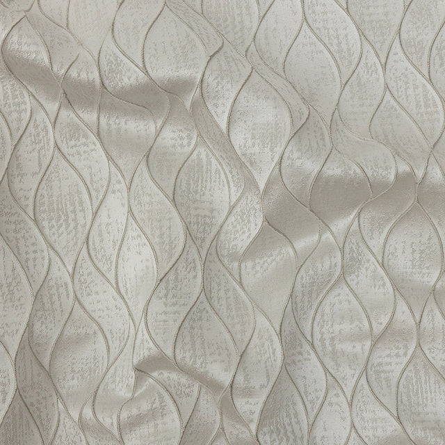 Polyester Jacquard - Platinum Leafy Lines - British Imported
