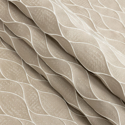 Polyester Jacquard - Taupe Leafy Lines - British Imported Folded