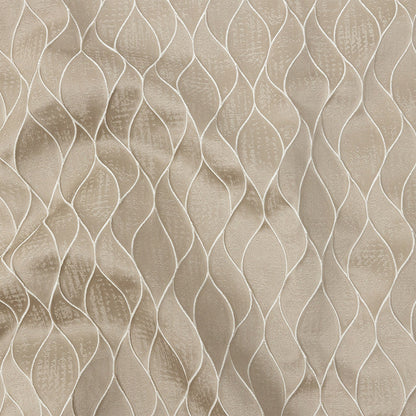 Polyester Jacquard - Taupe Leafy Lines - British Imported