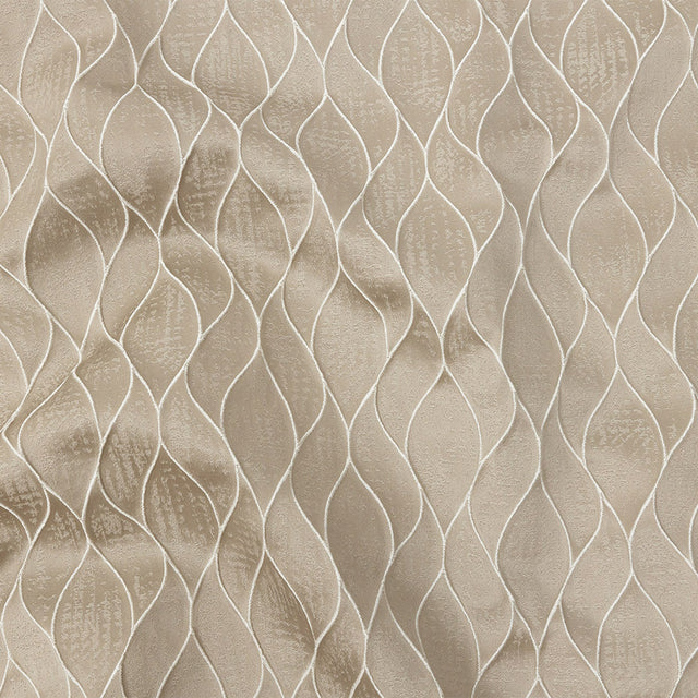 Polyester Jacquard - Taupe Leafy Lines - British Imported