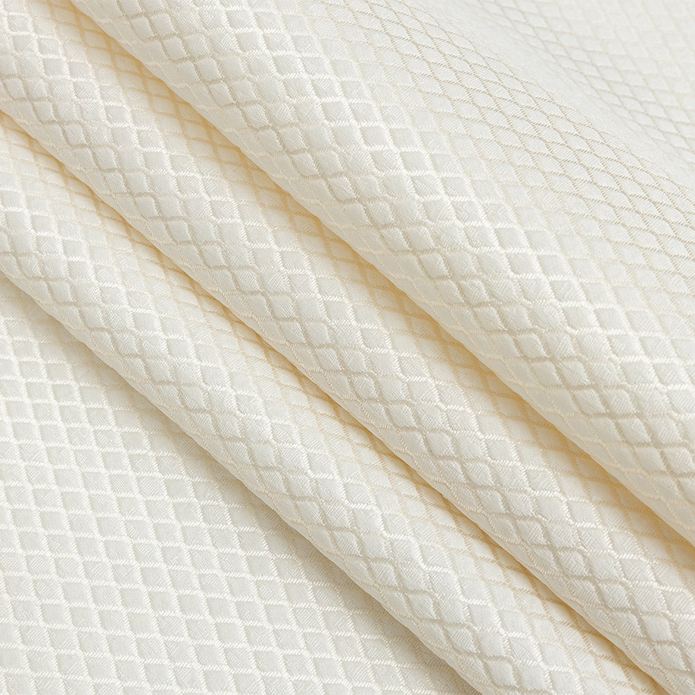Polyester Jacquard - Ivory Diamonds - British Imported Folded