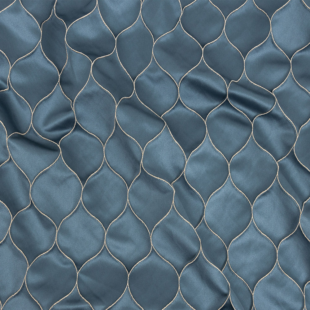 Satin-Faced Drapery Jacquard - Danube Ogees - British Imported