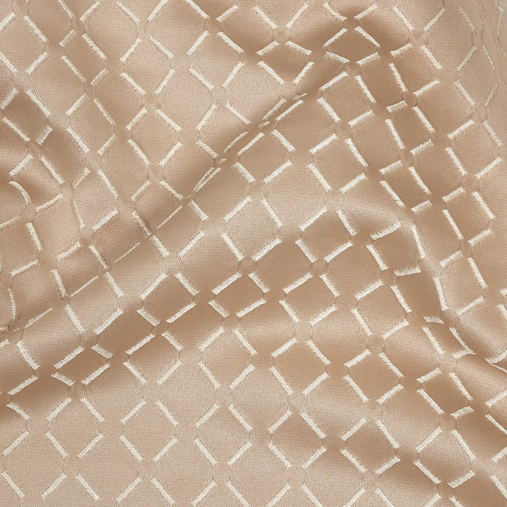 Satin-Faced Jacquard - Shell Broken Diamonds - British Imported Detail