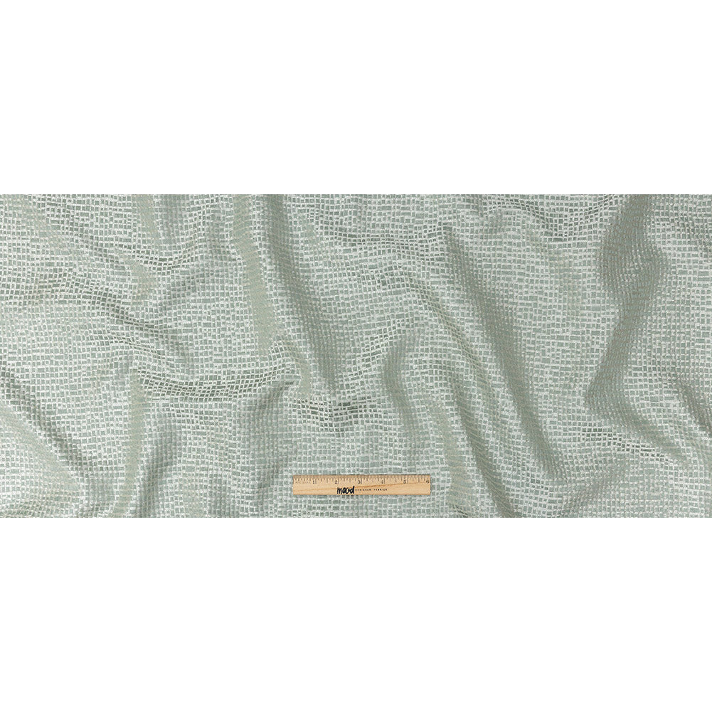Polyester Jacquard - Seafoam Grid - British Imported Full