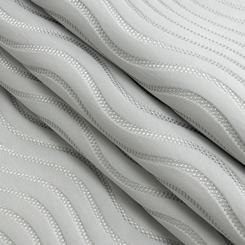 Satin-Faced Jacquard - Ice Wavy Lines - British Imported Folded