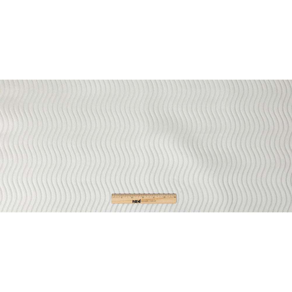 Satin-Faced Jacquard - Ice Wavy Lines - British Imported Full