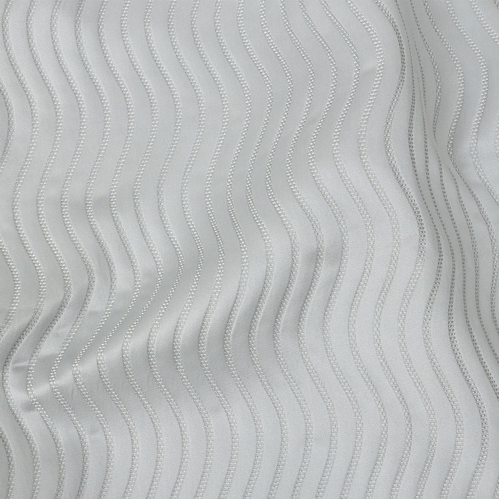 Satin-Faced Jacquard - Ice Wavy Lines - British Imported