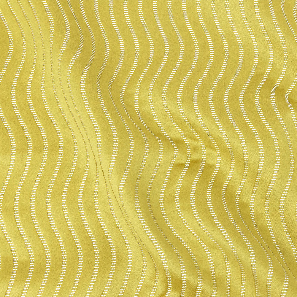 Satin-Faced Jacquard - Zest Wavy Lines - British Imported