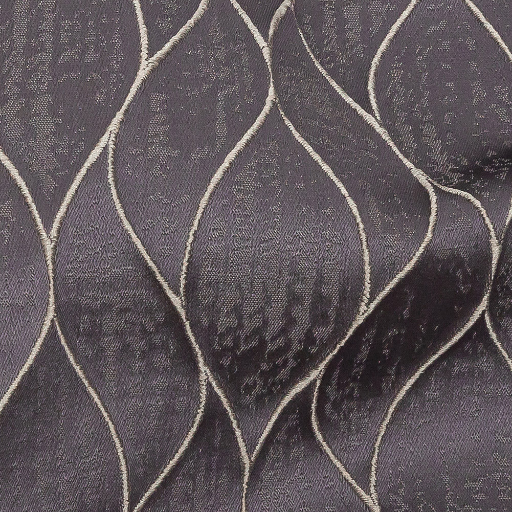 Polyester Jacquard - Iris Leafy Lines - British Imported Detail