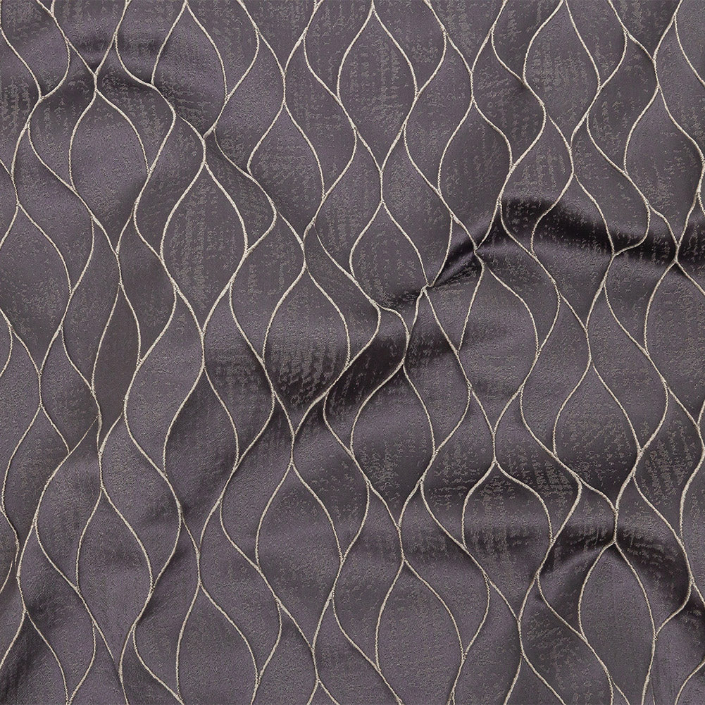 Polyester Jacquard - Iris Leafy Lines - British Imported