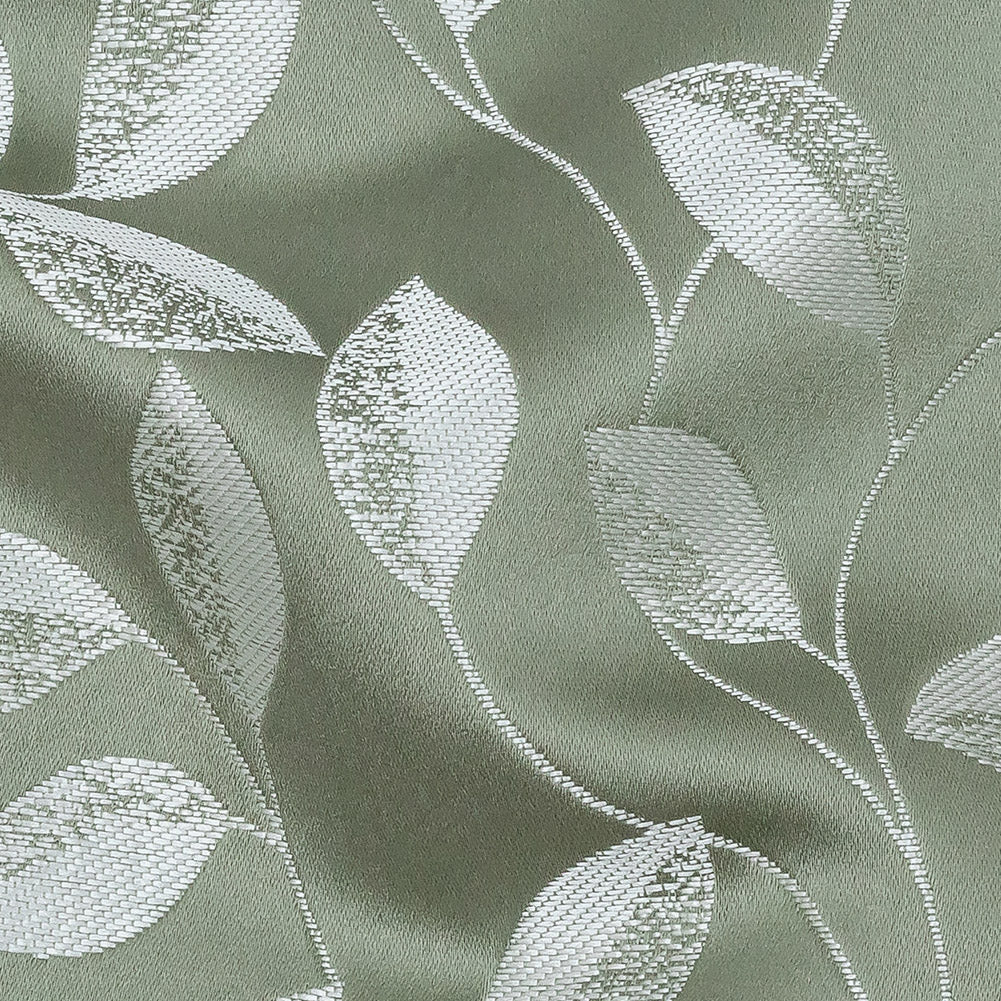 Satin-Faced Jacquard - Sage Foliage - British Imported Detail
