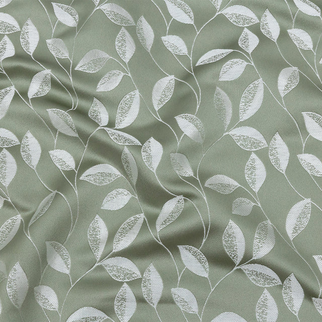 Satin-Faced Jacquard - Sage Foliage - British Imported