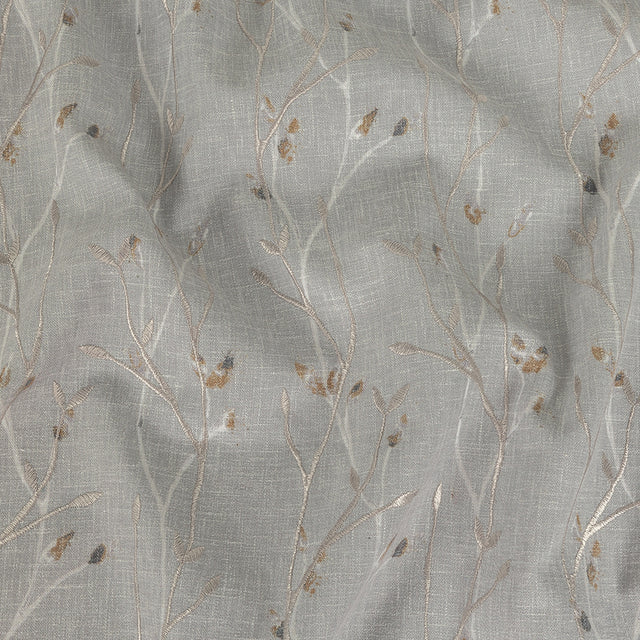 Printed and Embroidered Drapery Woven - Pebble Branches - British Imported