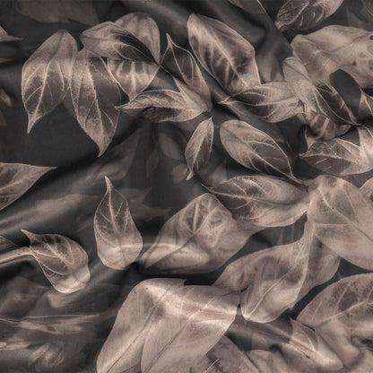 Polyester Knit Microvelvet Print - Truffle Floating Leaves - British Imported