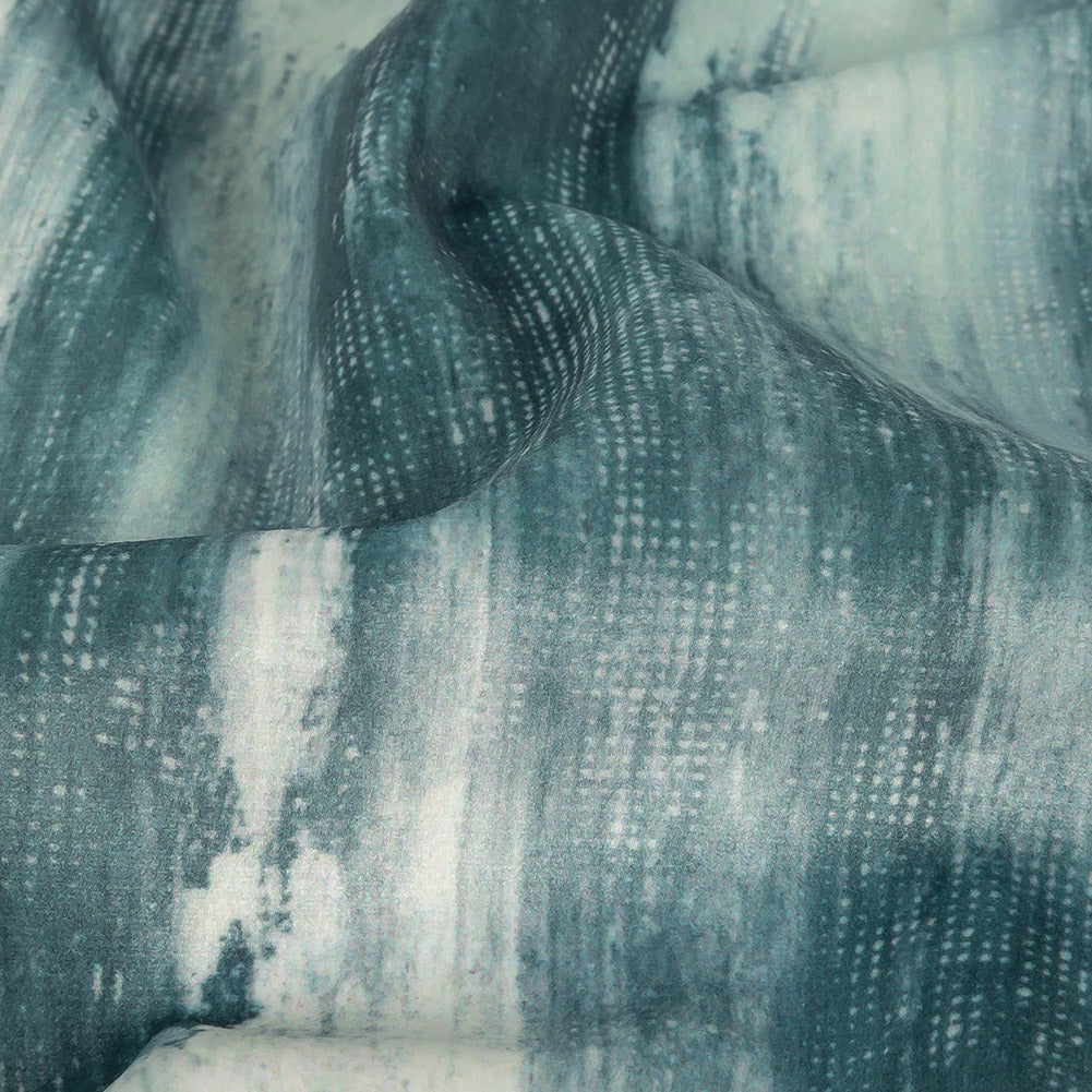 Polyester Knit Microvelvet Print - Alpine Brushstrokes - British Imported Detail