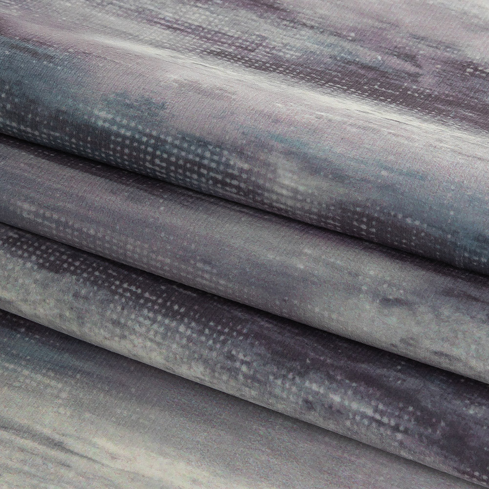 Polyester Knit Microvelvet Print - Mist Brushstrokes - British Imported Folded