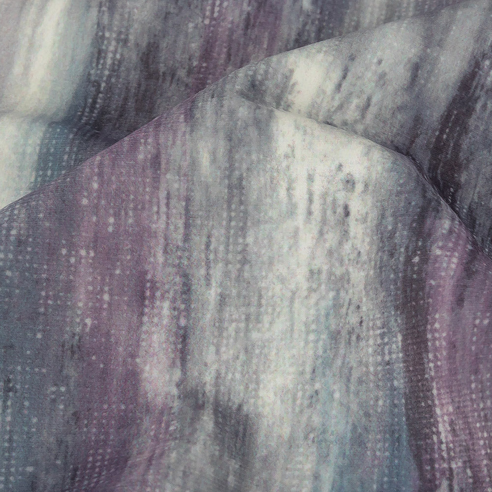 Polyester Knit Microvelvet Print - Mist Brushstrokes - British Imported Detail