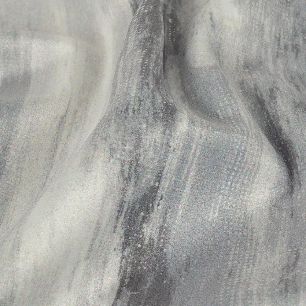 Polyester Knit Microvelvet Print - Slate Brushstrokes - British Imported Detail