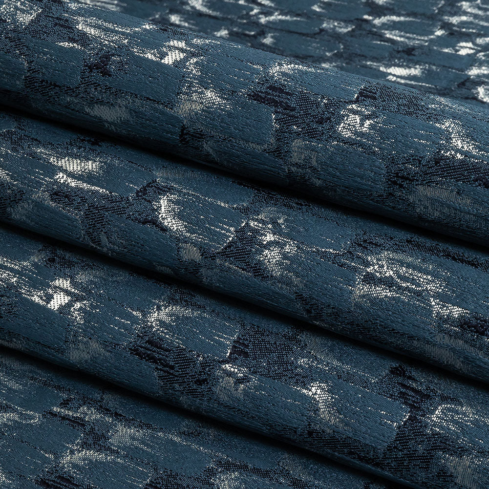 Recycled Polyester Jacquard - Danube Abstract Brushstrokes - British Imported Folded